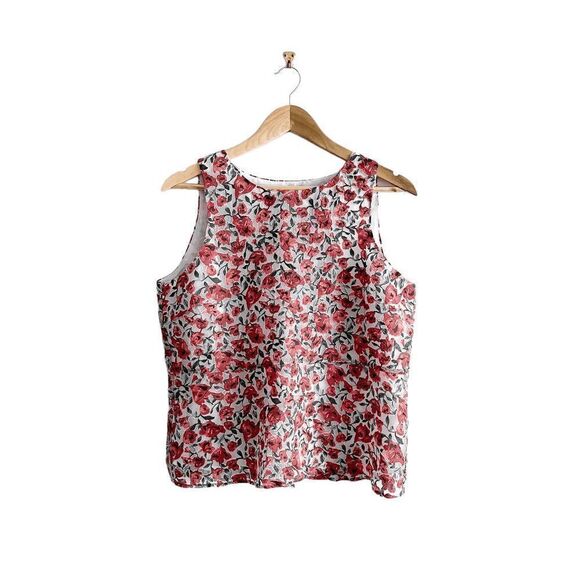 Zara Basic Women Tank Top Sleeveless Floral Red Large - Picture 1 of 8
